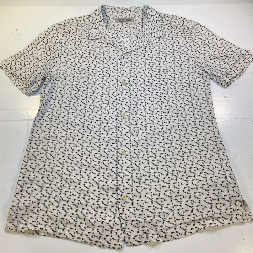 All‎ Saints Cream and Black Casual Button Down Shirt - Picture 7 of 9